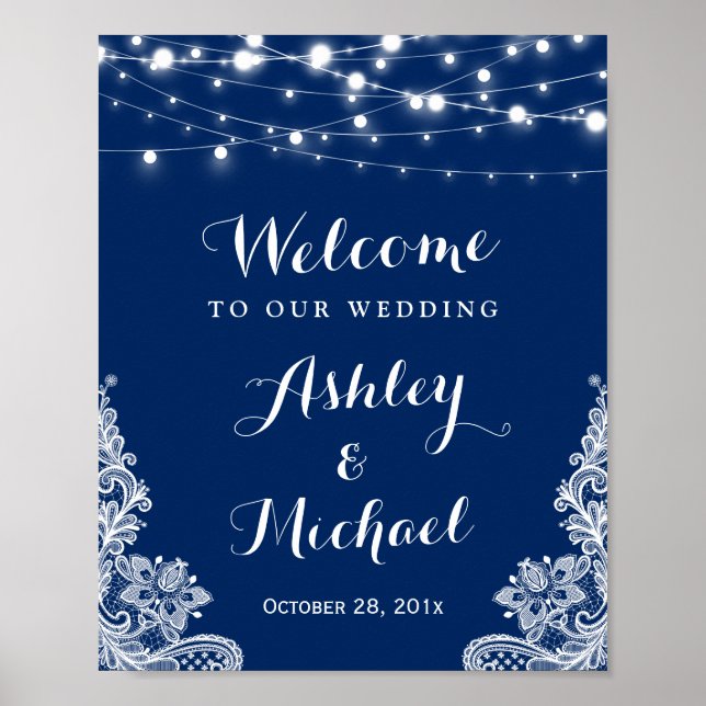 Poster Panneau Mariage en dentelle blanche de la Marine (Devant)
