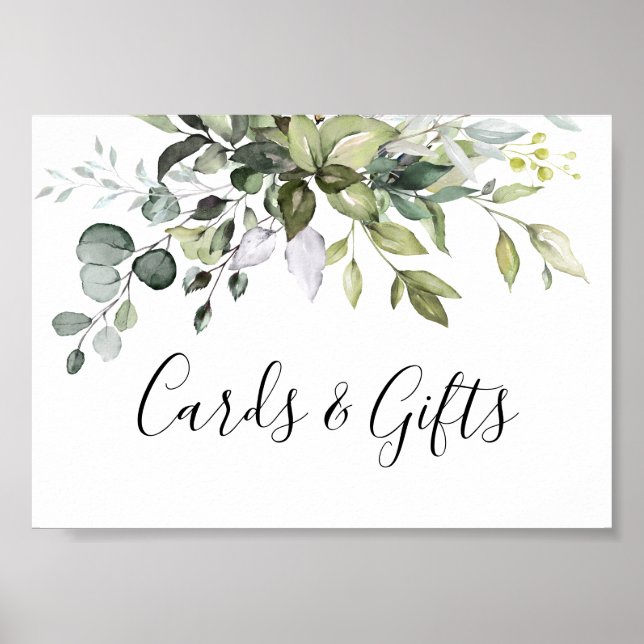 Poster Panneau Mariage Eucalyptus couleur Aquarelle (Devant)
