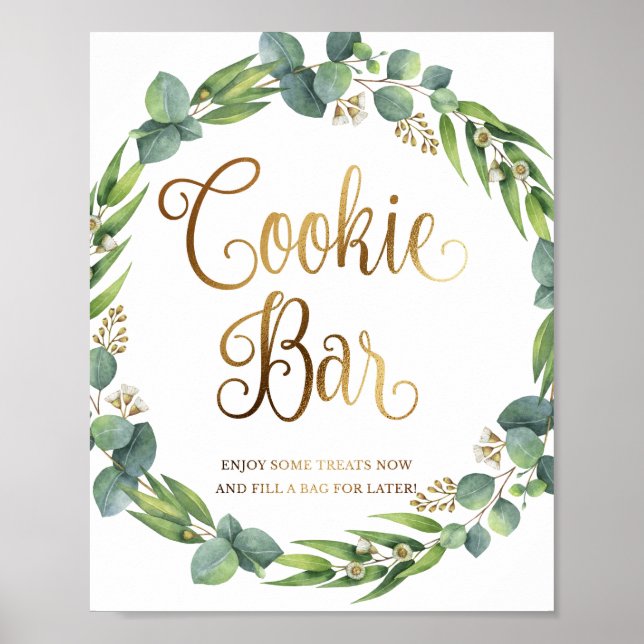Poster Panneau mariage Eucalyptus pour barre de cookies (Devant)