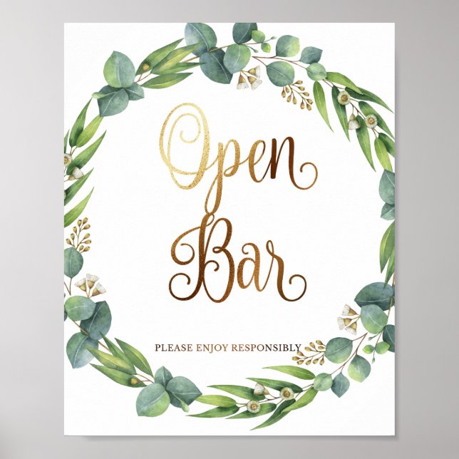 Poster Panneau mariage Eucalyptus pour barre ouverte (Devant)
