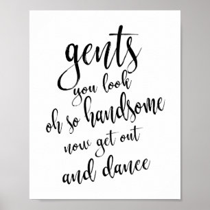 Poster Panneau Mariage Gents Salle de bain noir et blanc 