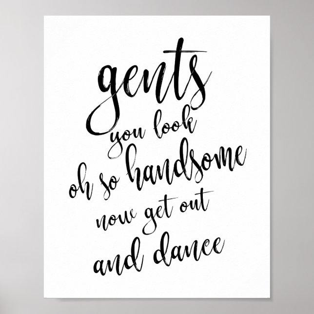 Poster Panneau Mariage Gents Salle de bain noir et blanc  (Devant)