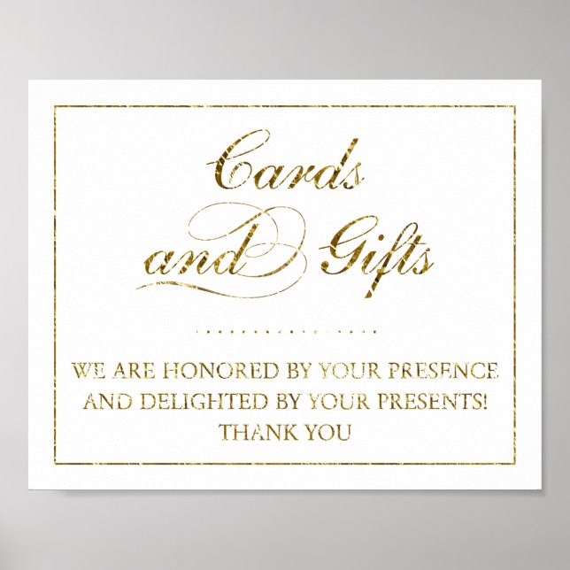 Poster Panneau Mariage Gold Foil Cartes & Cadeaux (Devant)
