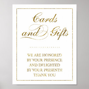 Poster Panneau Mariage Gold Foil Cartes & Cadeaux
