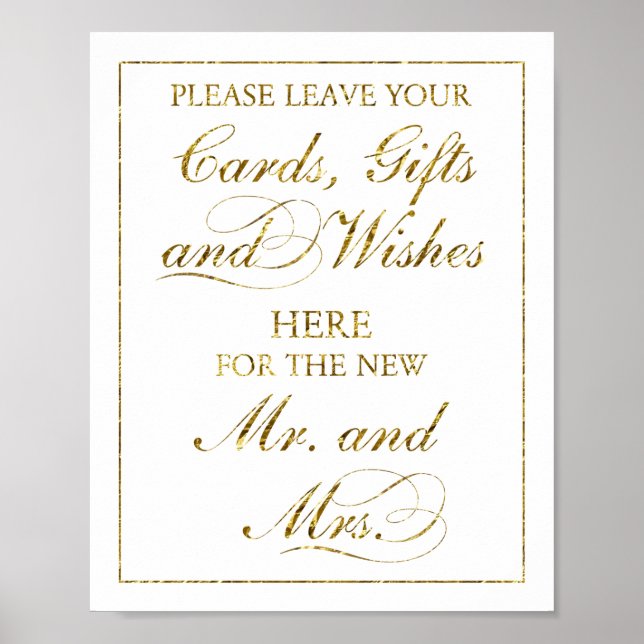 Poster Panneau Mariage Gold Foil Cartes, Cadeaux et Voeux (Devant)