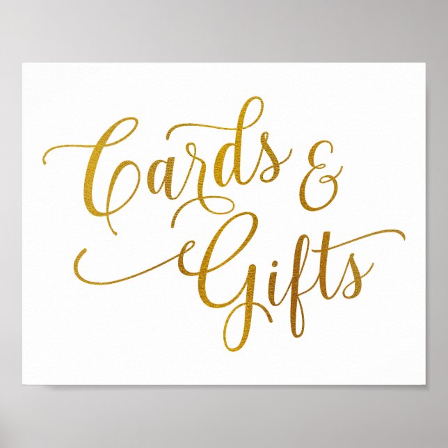 Poster Panneau Mariage Gold Foil (Faux) - Typographie élé (Devant)