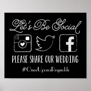 Poster Panneau mariage Hashtag (Choisissez votre couleur)