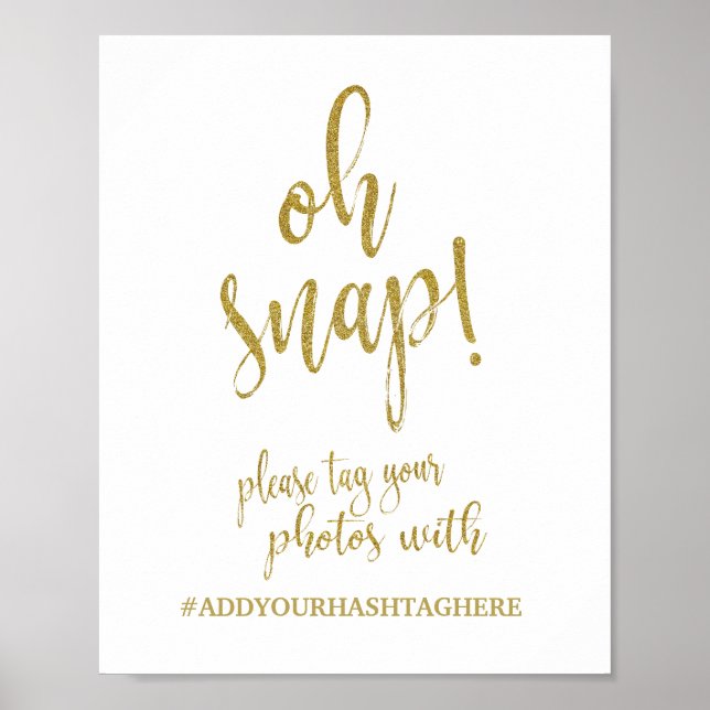 Poster Panneau mariage Hashtag Parties scintillant or 8x1 (Devant)