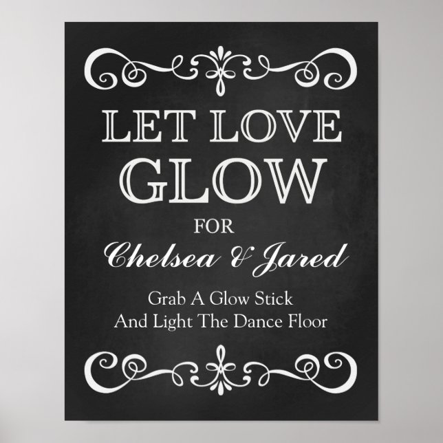 Poster Panneau mariage - Let Love Glow Mariage Chalkboard (Devant)