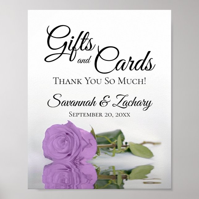 Poster Panneau Mariage Lilac Purple Rose Cadeaux et Carte (Devant)