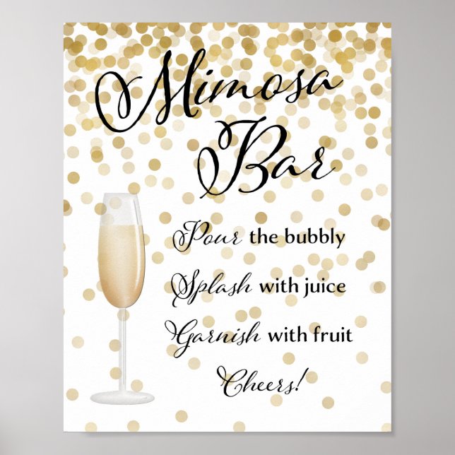 Poster Panneau Mariage Mimosa Bar Gold (Devant)