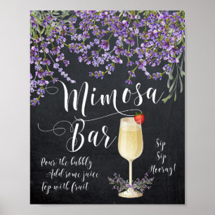 Poster Panneau Mariage Mimosa Bar Lilac lavande violette