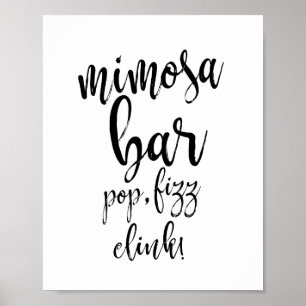 Poster Panneau Mariage Mimosa Bar noir et blanc 8x10