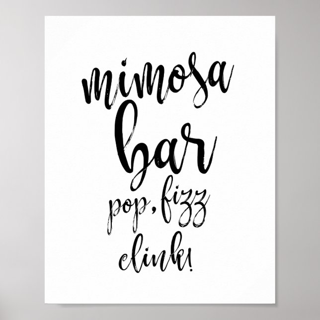 Poster Panneau Mariage Mimosa Bar noir et blanc 8x10 (Devant)