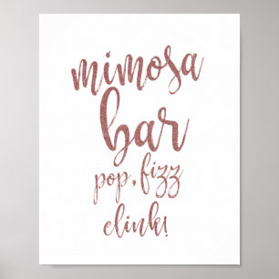Poster Panneau Mariage Mimosa Bar Rose Gold Parties scint