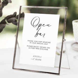 Poster Panneau Mariage minimaliste Funny Open Bar
