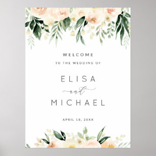 Poster Panneau Mariage moderne minimaliste à brin de Pêch