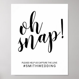 Poster Panneau Mariage moderne noir et blanc Oh Snap