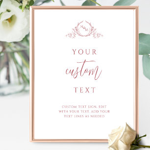 Poster Panneau Mariage Monogramme Bourgogne