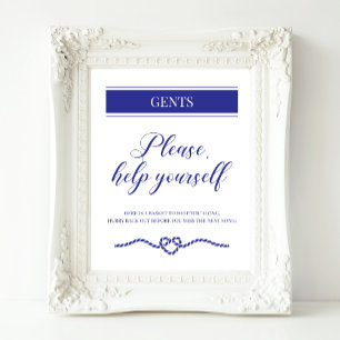 Poster Panneau Mariage nautique bleu marine