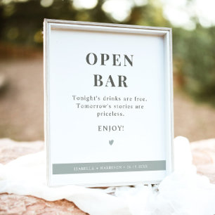 Poster Panneau Mariage NINA Modern Sage Green Open Bar