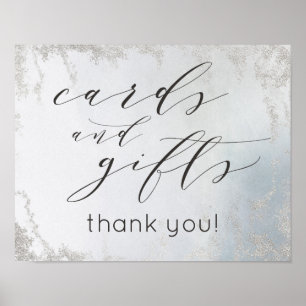 Poster Panneau Mariage Ombre Dusty Cartes et Cadeaux Bleu