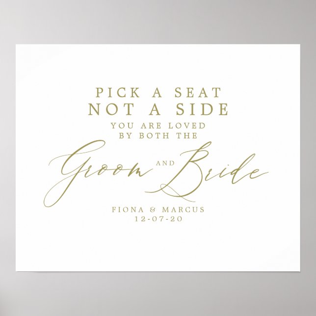 Poster Panneau Mariage or - Choisissez un siège pas un cô (Devant)