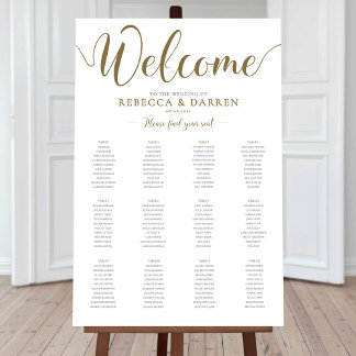 Poster Panneau Mariage or - Plan de sièges grand