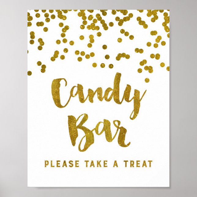 Poster Panneau Mariage ou douche à bonbons or Confetti (Devant)