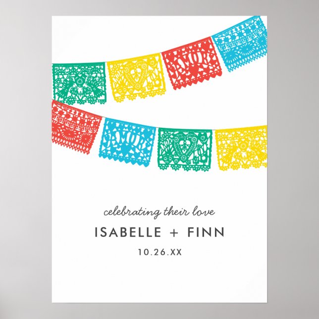 Poster Panneau Mariage Papier moderne Picado (Devant)