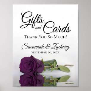 Poster Panneau Mariage Plum Violet Rose Classé Cadeaux et