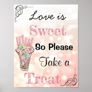 Poster Panneau mariage pour Buffet de bonbons, Coral Cand