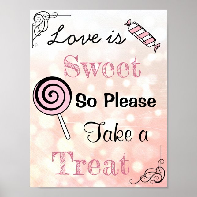 Poster Panneau mariage pour Buffet de bonbons, Coral Cand (Devant)