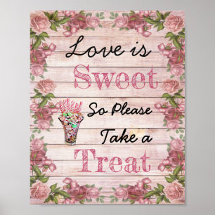 Poster Panneau mariage pour Buffet de bonbons, Coral Cand