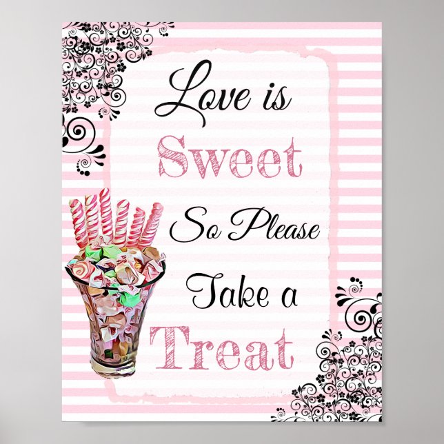 Poster Panneau mariage pour l'affiche rose du buffet de b (Devant)