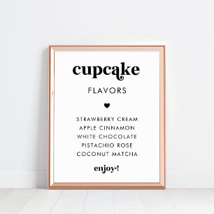 Poster Panneau Mariage Retro Script Heart Cupcake Flavers