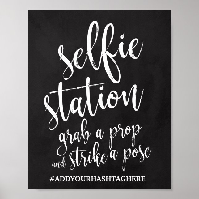 Poster Panneau Mariage Selfie Station Chalkboard 8x10 (Devant)