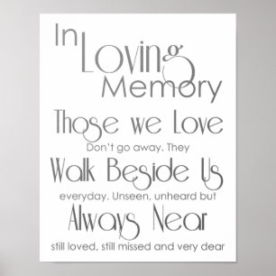 Poster Panneau Mariage Silver Grey In Love Memory