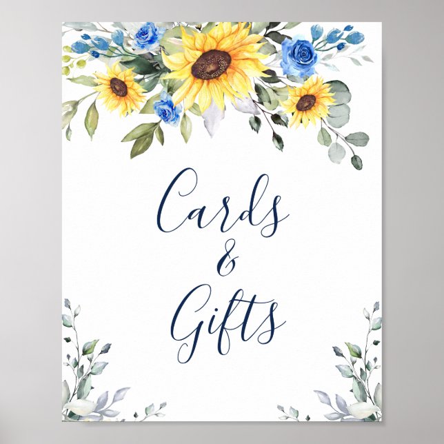 Poster Panneau Mariage Sunflower Eucalyptus Cartes et cad (Devant)