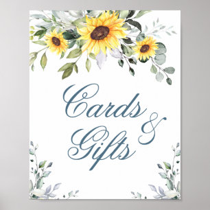Poster Panneau Mariage Sunflower Eucalyptus Cartes et cad