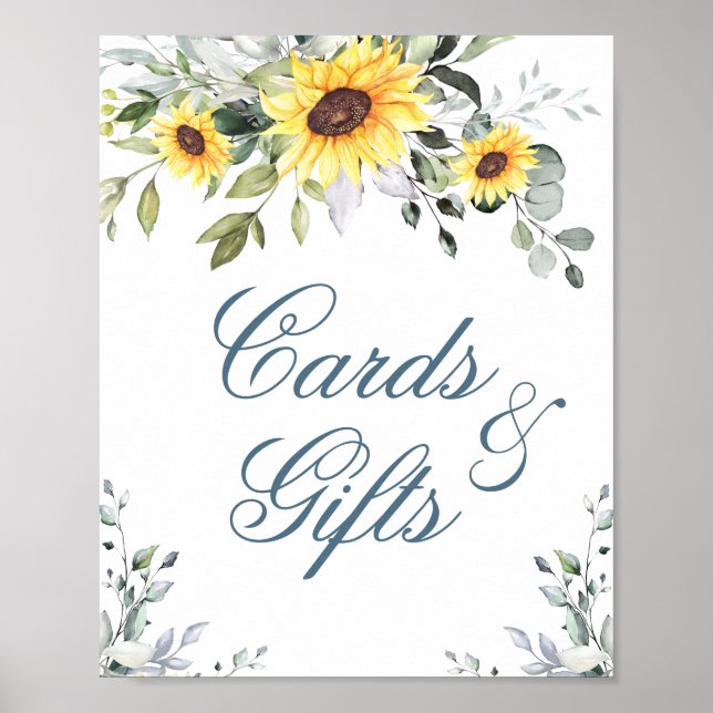 Poster Panneau Mariage Sunflower Eucalyptus Cartes et cad (Devant)
