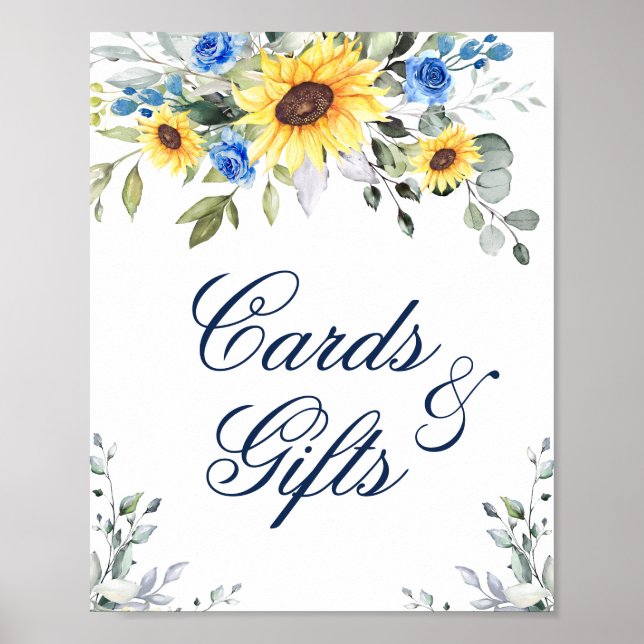 Poster Panneau Mariage Sunflower Eucalyptus Cartes et cad (Devant)