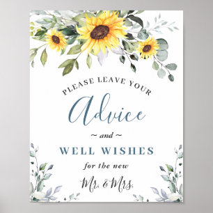 Poster Panneau Mariage Sunflowers Eucalyptus Conseils & s