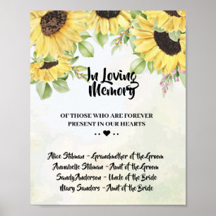 Poster Panneau Mariage Sunflowers In Love Memory