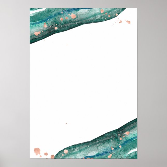 Poster Panneau Mariage Turquoise Geode et Rose Gold (Devant)