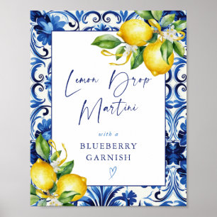 Poster Panneau Martini à la goutte de citron méditerranée