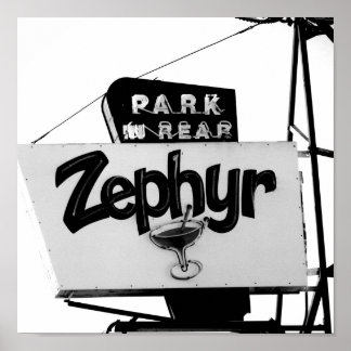 Poster Panneau Martini Reno Bar Vintage noir et blanc