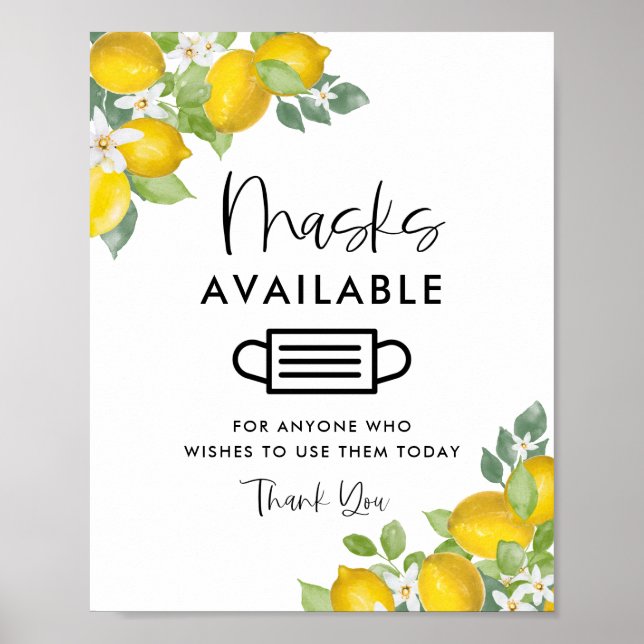 Poster Panneau Masks Disponibles Thème Citron (Devant)