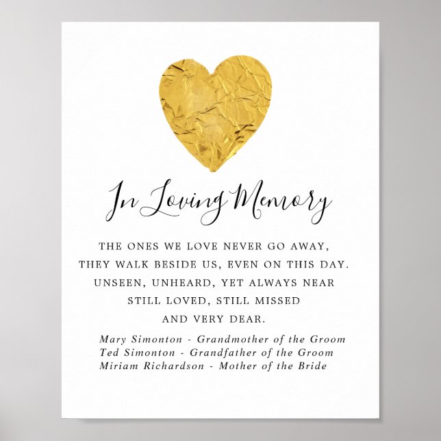 Poster Panneau Mémorial de Mariage en forme de cœur en fe (Devant)