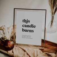 Panneau mémorial moderne noir Cette bougie brûle